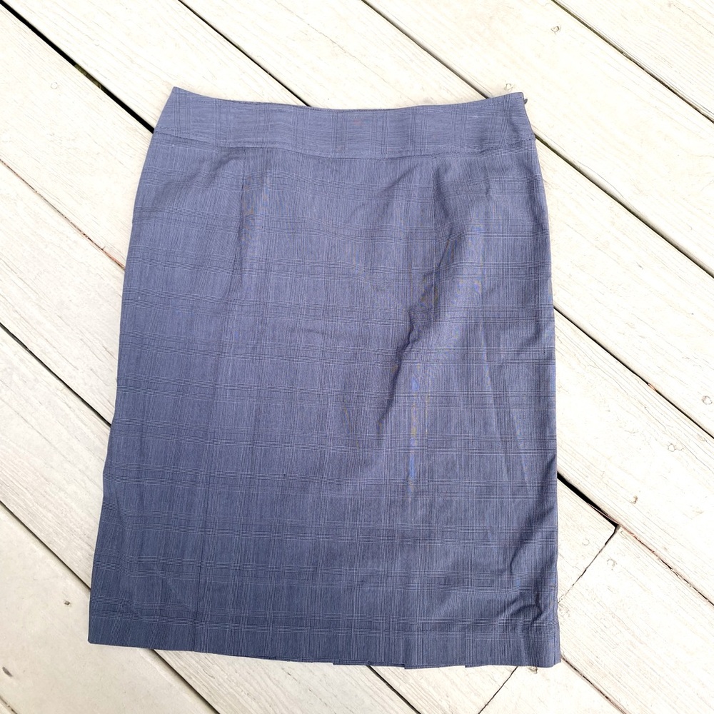 NWOT Style & Co. - Gray & black plaid midi skirt w/pleats back, stretch, Size:10
